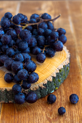 grapes on wood